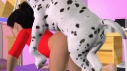 Собака с парнем трахает юную девочку, зоо порно мультик